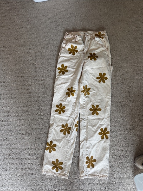 THE GREAT. Denim - THE GREAT. Cream Pants with Brown Topstitching
